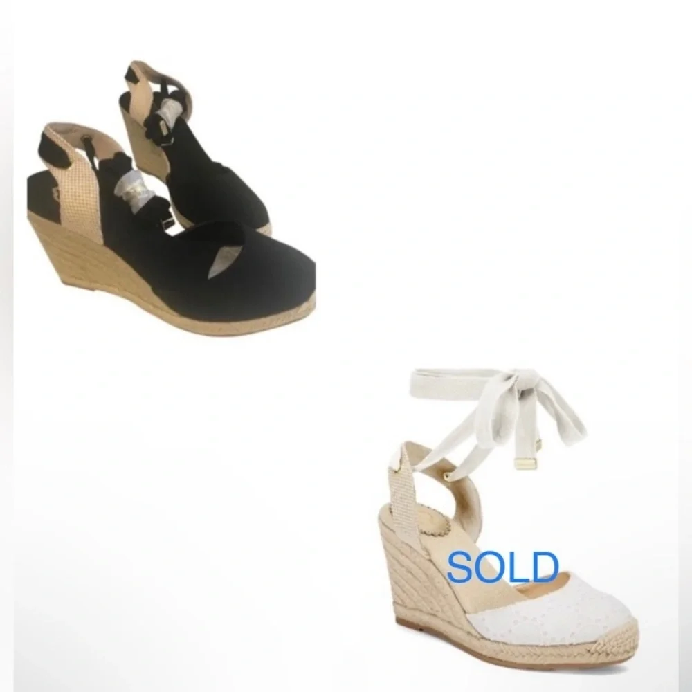 C. Wonder Wedge Eyelet Espadrille Black  - 9 Like New
